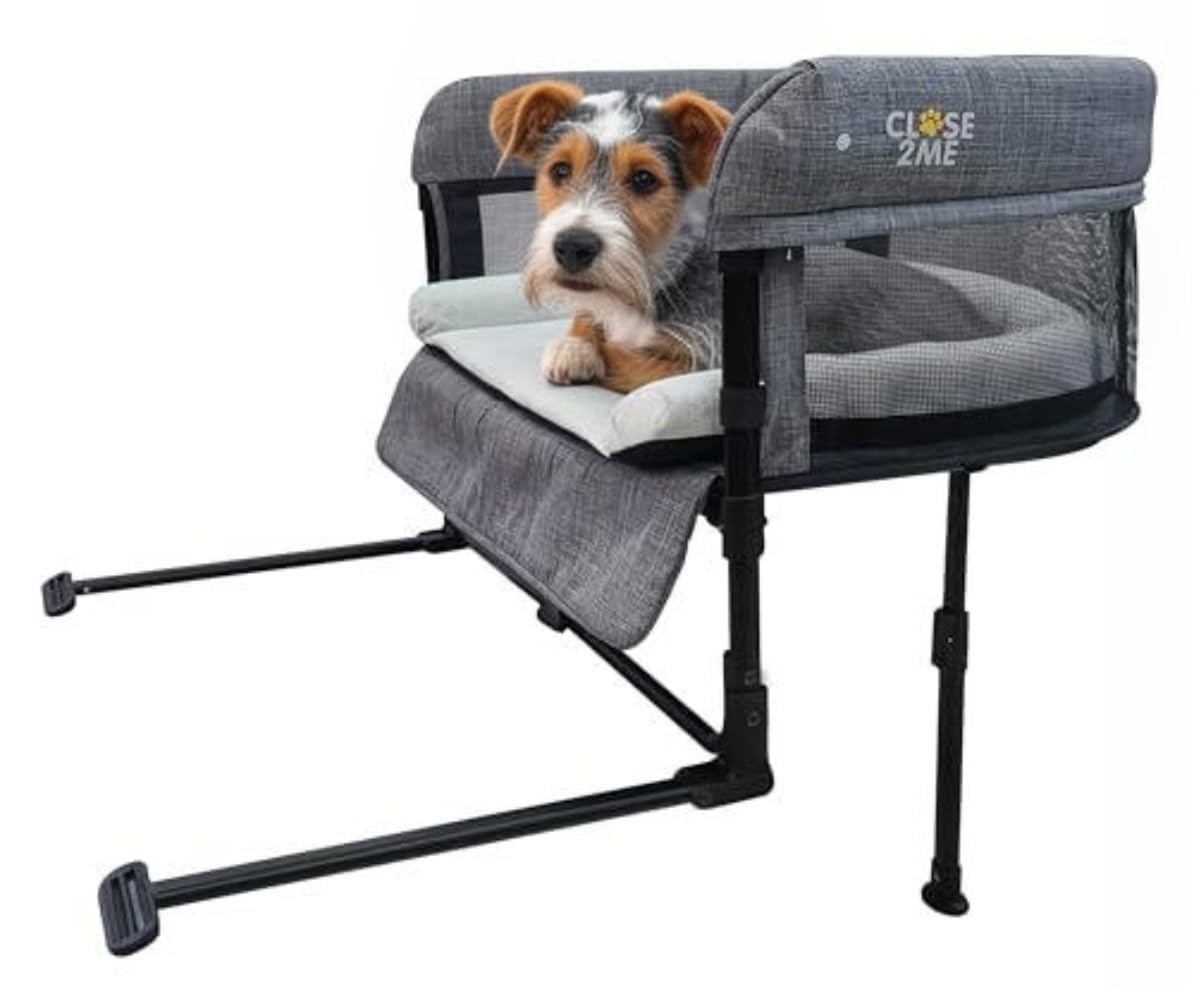 Englacha Close2me Bedside Pet Bed for Cats and Dogs, Elevated Dog Bassinet with Sides, Dog Crib