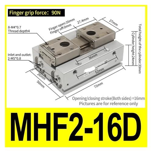 Préhenseur pneumatique parallèle MHF2-16D double effet compact - 3