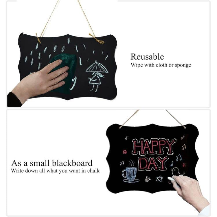 2 Mini Tableaux Noirs 30x20 Cm - Ardoise à Craie Effaçable - Double Face Avec Corde - Pour Messages Ou Déco