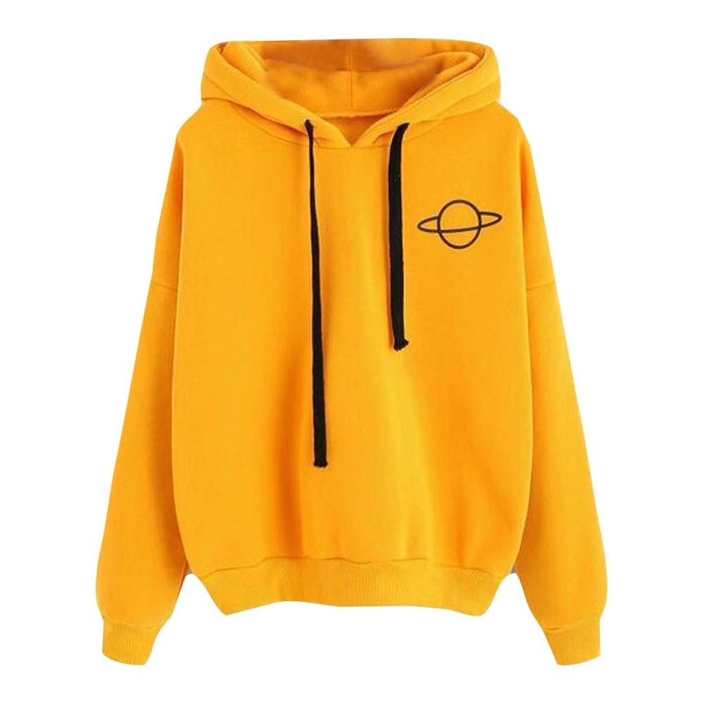 50‘s Half sleeve Sweatshirt Yellow 無地 Amazon.com: Women's Casual Solid Color Hoodies Long Sleeve