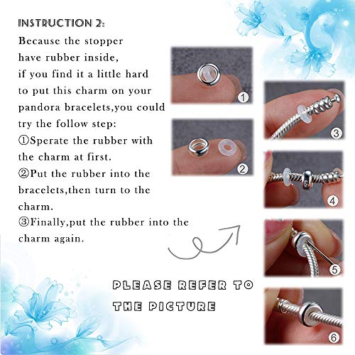 GW 2PC Stoppeur/Bloqueur Charms Argent 925 Caoutchouc pour Pandora Style Européen Bracelets – Image 8