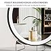 Ceiling Hanging Mirror with LED Light, Round Metal Ceiling Mounted Mirror, Suitable for Entrance Cloakroom and Home Decoration(Black,70x70cm)