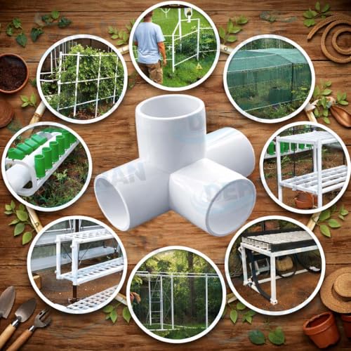 Image of DEHRAN UPVC 4-Way Elbow 1 /2 inch Inchi(20MM) For Plumbing Pipe Fitting, Greenhouse Project Bathroom Home Garden Frame White Color (3)
