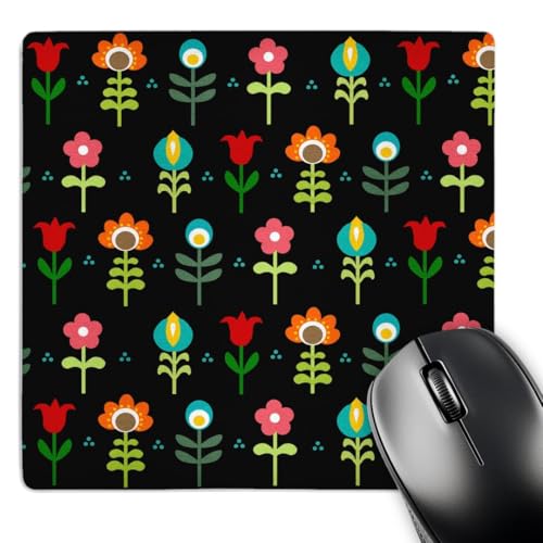 3dRose Scandinavian Colorful Flowers - Swedish Traditional Flower - Mouse Pad, 8 by 8 inches (mp_120302_1)