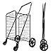 Folding Shopping Cart with 360-Degree Wheels Black (Single Basket)