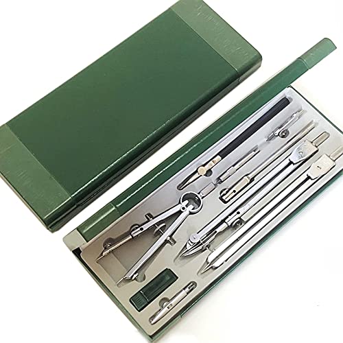 Geometry Kit de 9 piezas de instrumentos de dibujo, herramientas de brújula para ingeniería, construcción, diseño, dibujo de precisión
