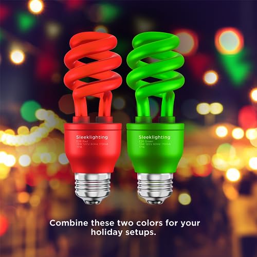 SLEEKLIGHTING 13 Watt Spiral CFL Light Bulb,- UL Approved- 120 Volt, E26 Medium Base. (Pack of 4) (Red and Green) - Thumbnail 5