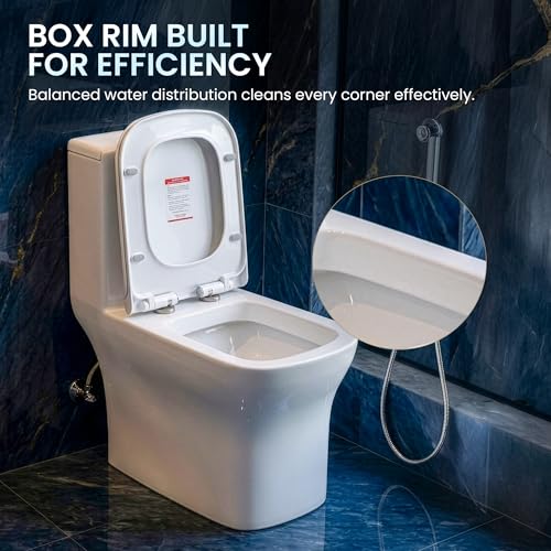 Image of Johnson Elegance One Piece Toilet | Washdown 180 mm P Trap Floor Mounted Western Commode | Dual Flush 3 /6L| Slim Soft Close Seat with Quick Release Hinges | 10 Year Warranty