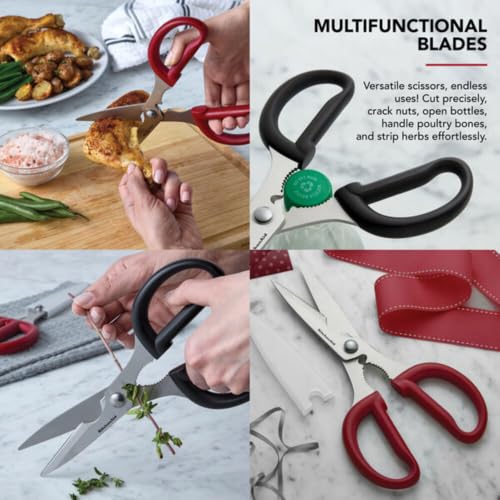 Image of KitchenAid 2-Piece Multipurpose Shear Set - Versatile Scissors with Nutcracker, Bottle Opener, Ergonomic Handles with Protective Blade Covers