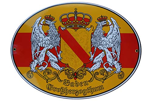 Baden Großherzogthum Grenz Emailschild Emaille Schild 28,5 x 37,5 cm Grenzschild Email Oval.