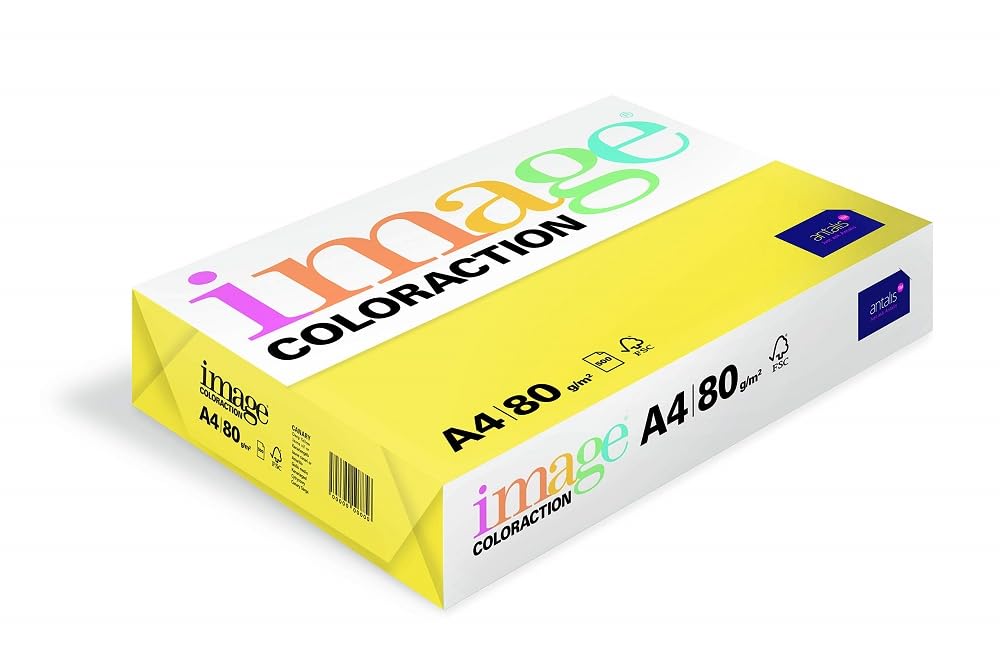 Image Coloraction Papier Couleur Jaune Canary 80g/m² A3 - Ramette 500 Feuilles