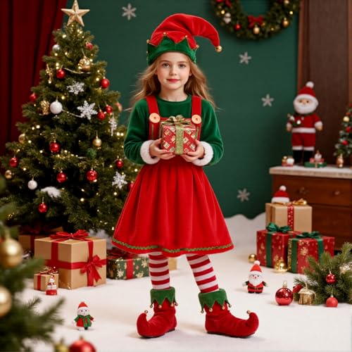 Disfraz Completo de Elfo Navideño para Niñas miniatura 2