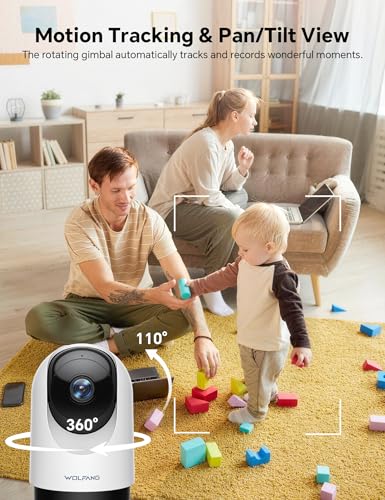 WOLFANG WS03 2K Security Camera Indoor, WiFi Camera 3MP, Pet Dog Camera Baby Monitor with Motion Sound Detection, 360° Rotation, Night Vision, 2-Way Audio, Cloud/SD, Works with Alexa/Google - Image 5
