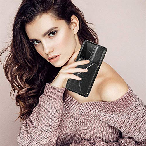 Wallet Case Compatible With Samsung Galaxy A21S Crossbody Leather Phone Case With Credit Card Holder And Strap Magnetic Flip Pu Kickstand Cases Shockproof Protective Shell Cover(Black) #TOP1