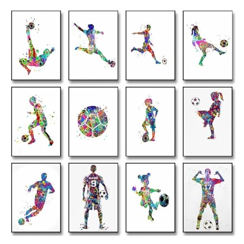 Cuadro sobre lienzo de deportes de fútbol abstracto moderno de 30x42cm 3