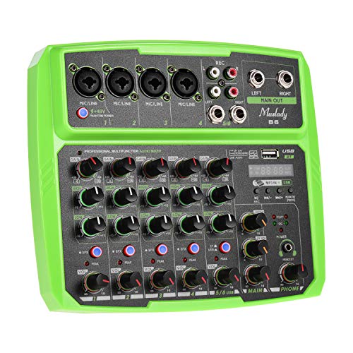 Tomshin B6 portátil de 6 canais de mixagem de áudio console de mixagem USB compatível com conexão BT