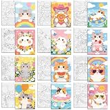 MAYJOYDIY 12 Pcs Cartoon Cat Plant Pre Drawn Canvas to Painting Butterfly Flower Donut Pre Printed...
