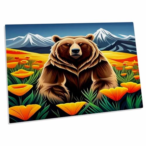 Alfombrilla de escritorio 3dRose con paisaje y amapolas miniatura 1