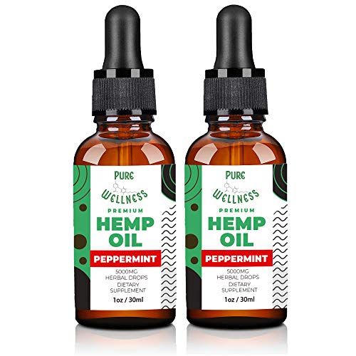 (2-Pack Peppermint) Hemp Oil Extract for Pain Relief & Stress Relief - 5000mg