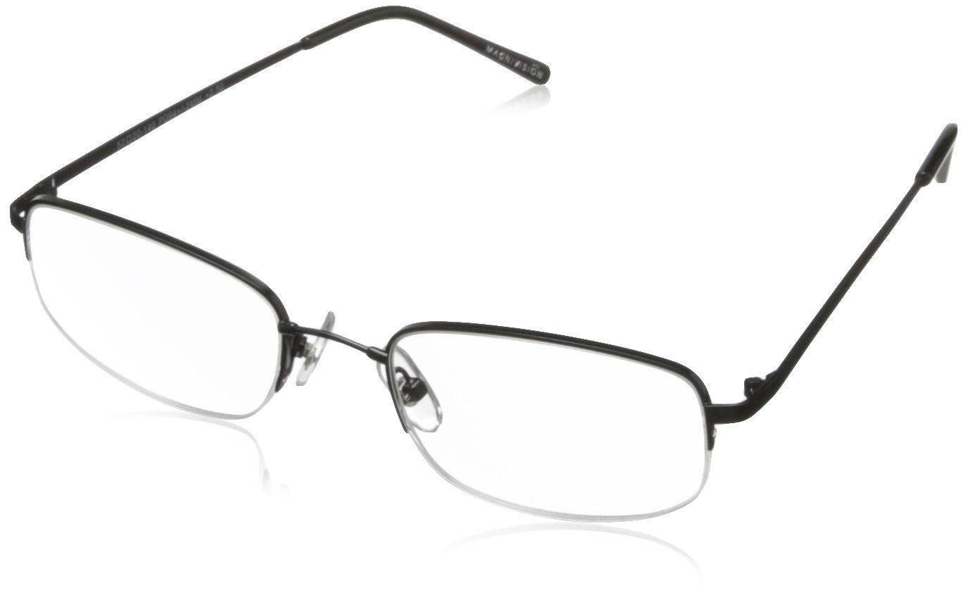Foster Grant Men's Hf11 Rectangular Reading Glasses, Shiny Gun/Transparent, 52 mm, +2.50
