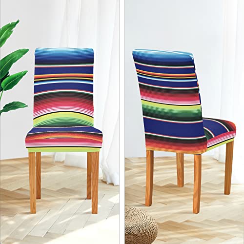Xigua 4 Pack Dining Chair Covers Mexican Serape Colorful Stripes Stretchable Table Seat Cover Chairs Slipcovers Protector For Cinco De Mayo Fiesta Party Hotel Restaurant Home Decor #TOP3
