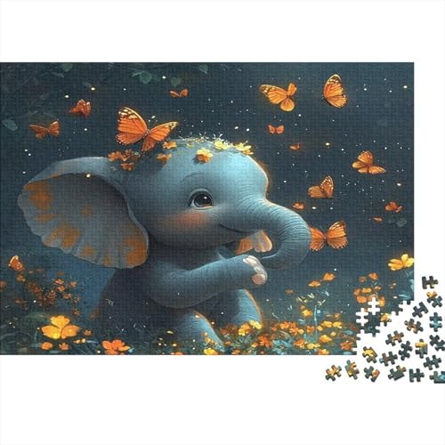 Puzzle de 1000 piezas para adultos con diseño de elefante y mariposas de papel 52x38cm