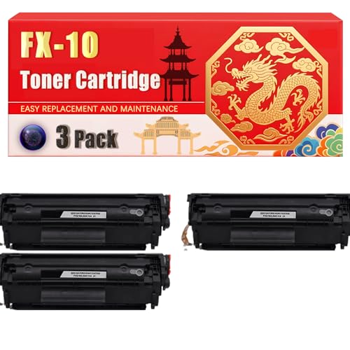 Compatible for Canon FX-10 FAX L100 FAX L120 Fax L140 L160 Machine PC-D440 PC-D450 FAX L95 Fax Machine Toner Cartridge Printers, With Chip Large Capacity 2000 Pages (3 Pack Black)