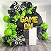 107 pcs Game On Balloons Arch Garland Party Decoration Black Green Video Game Party Supplies for Level Favor Theme Birthday Party Decorations