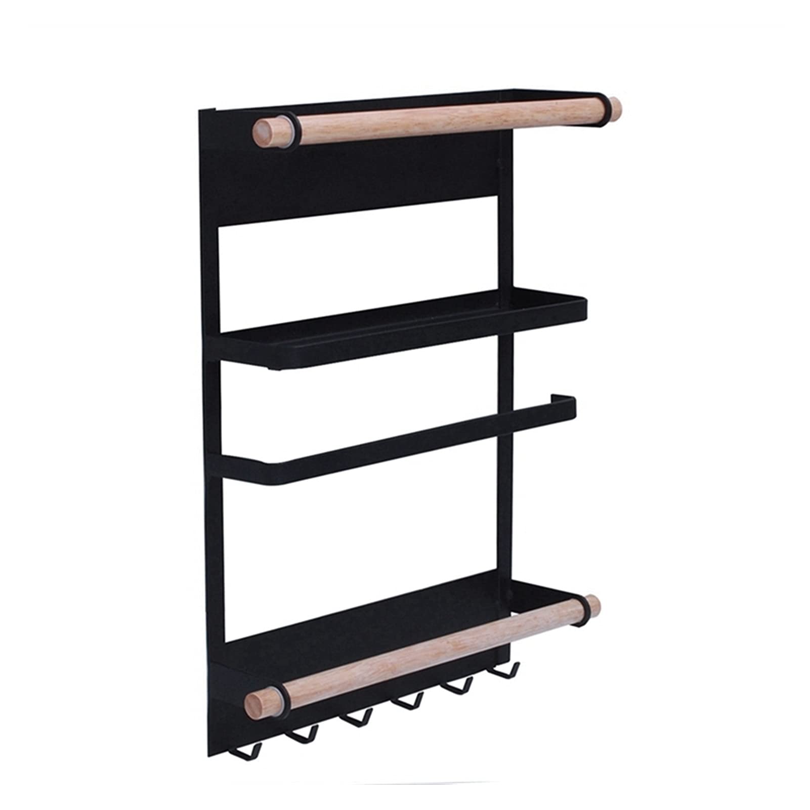 Kitchen Rack Fridge Magnetic Organizer - Wall Mounted Design Paper Towel Holder Spice Jars Heavy-duty Refrigerator Shelf Stor