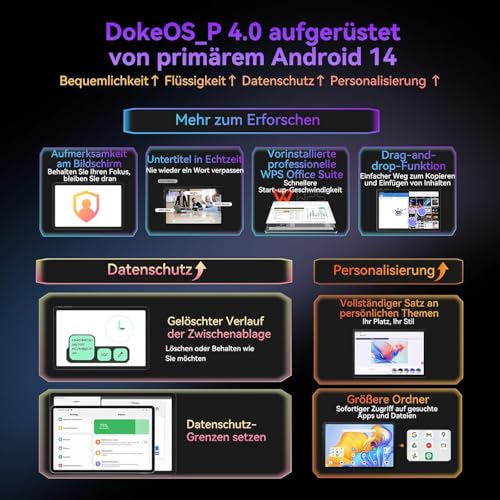 Blackview Tab9WiFi 11 Zoll Tablet Android 14 2K FHD+, 18GB + 256GB(TF 2TB), Octa-Core Gaming Tablet mit Schutzhülle, Gemini AI, 13MP + 8MP, 8200mAh, GMS, Face ID – Bild 7