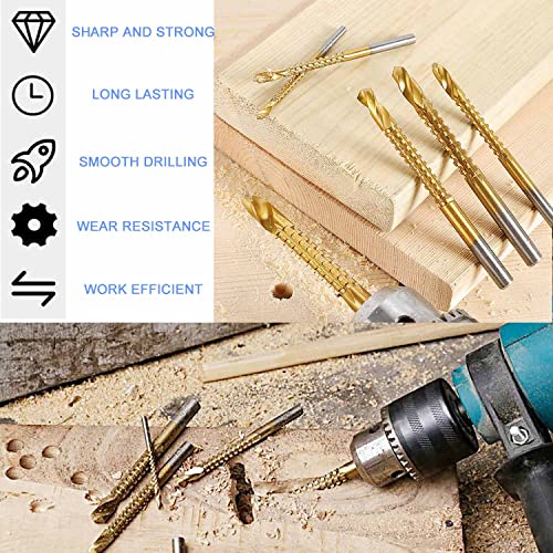 Titanium Coated Hss Twist Drill Bits - 8Pcs 3-10Mm Serrated Grooving Cutting Carpenter Side Cutting Tap Spiral Saw Drill Bit Woodworking Wood Metal Plastic Hole Holesaw Tool (8) #TOP5