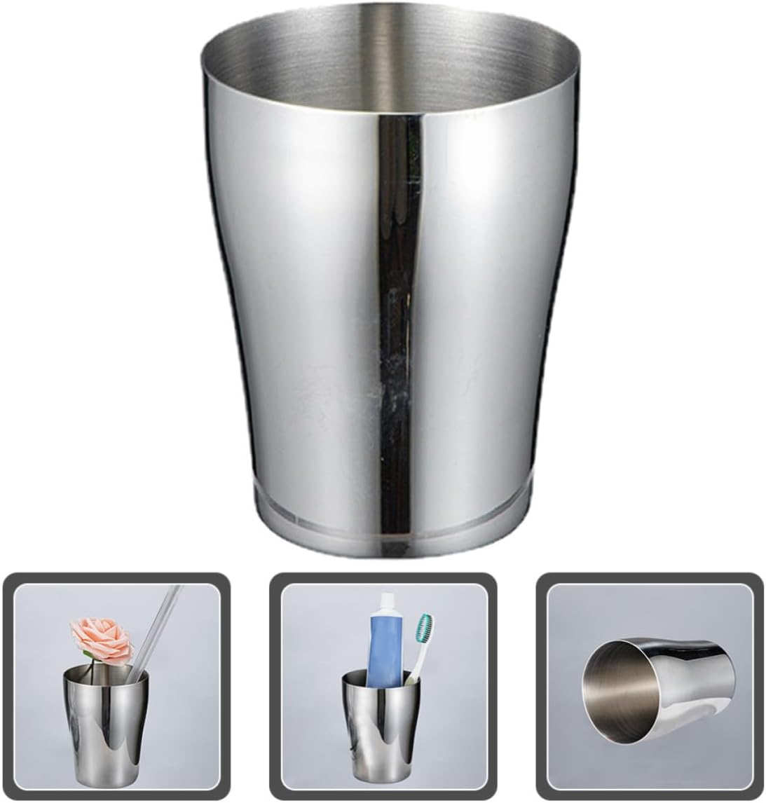 Stainless Steel Bathroom Cup 500ml Stackable Toothbrush Holder Easy to Store Sturdy Metal Drinking Tumbler for Theme Parties and Birthdays
