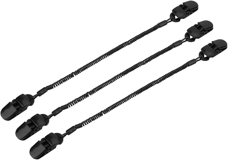 VGEBYRetainer, 3Pcs Hat Strap Cord Retainers Keeper with Clips Coiled Cord Chin Straps for Hats for Fishing Boating Sailing Climbing Black L