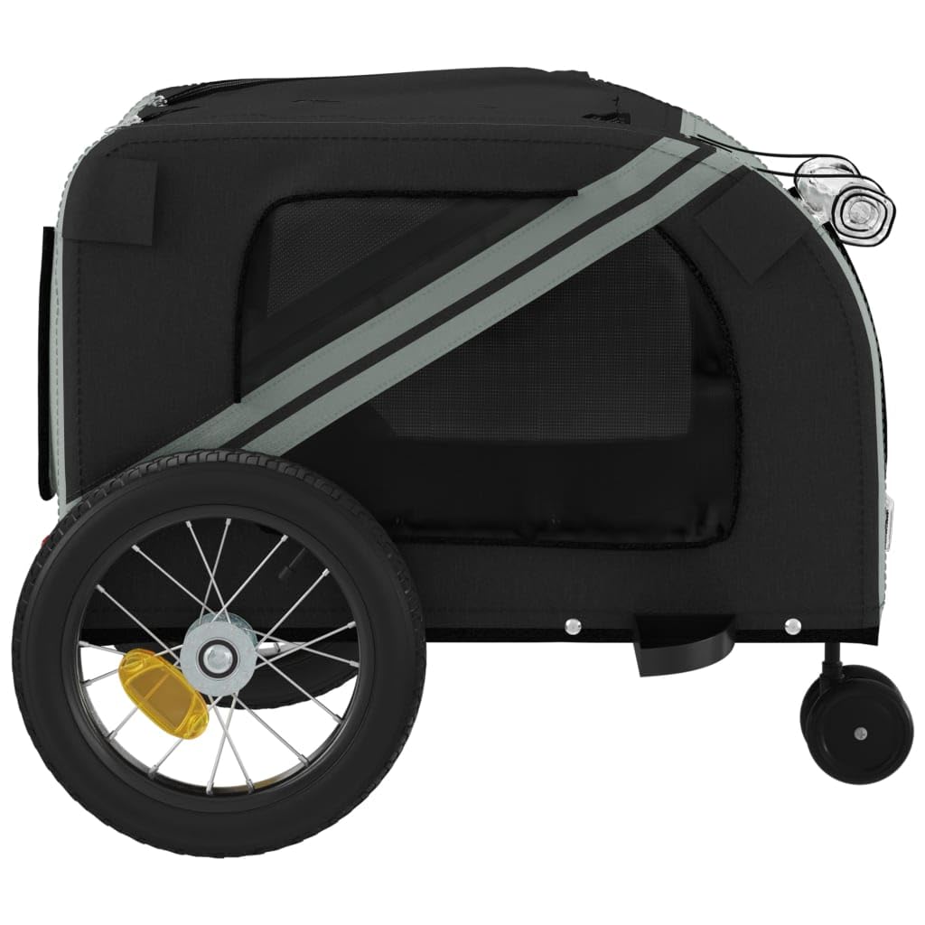 Homgoday Remolque de bicicleta para animales gris y negro Oxford y hierro, mueble carro para perro, carro para bicicleta, carro para perros, transportín perro bicicleta modelo 93888