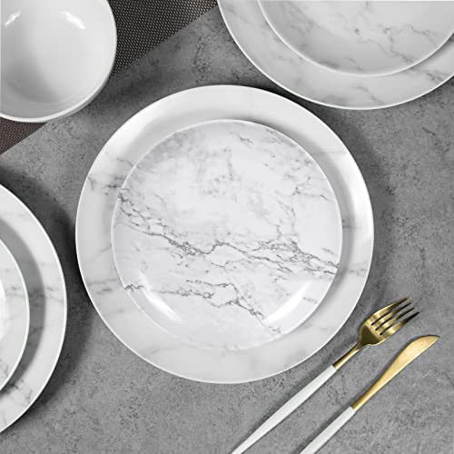 Melamine Dinner Plates - 6Pcs 11-Inch Melamine Plates Set For Indoor And Outdoor Use, Break-Resistant, Marble Pattern #TOP3