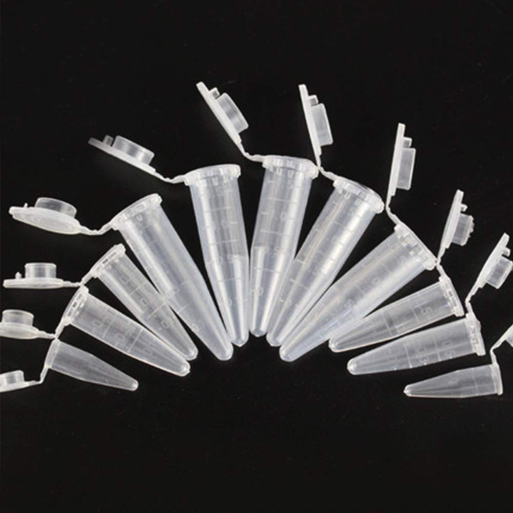 Xinlie 500 Pezzi Microtubi in Polipropilene Conico Microtube Tubi di Microcentrifugazione in Polipropilene Tappi a Pellet con Coperchio 1,5 ml Trasparente per Campioni Test in Plastica