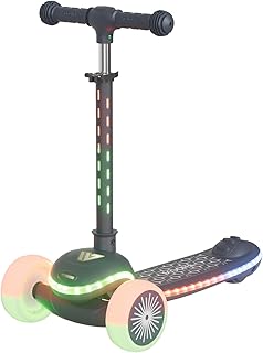 Toddler Scooter Ages 2-5, 3 Wheel Kids Scooter with Light-Up Wheels | Stable 3-wheel first scooter with lean-to-steer, adjustable handlebar, anti-slip deck, foldable frame, and light-up wheels.
