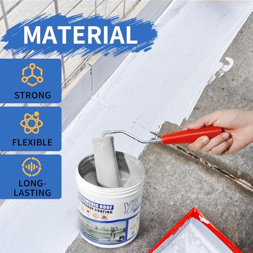 YKF Gray Elastomeric Roof Waterproof Coating, 34 Oz Liquid Rubber Sealant, Flexible Breathable & UV Resistant Waterproof Patch & Seal for Roof Repair, RV, Campers, Trailers, Basement & Masonry