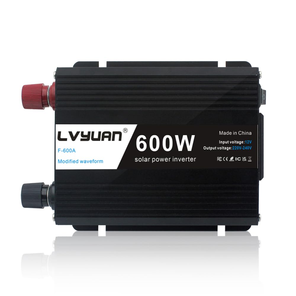 Inversor de corriente de 600 W CC 12 V a CA 230 V 240 V 3 en 1 cargador de coche encendedor de cigarrillos + enchufe de CA + dos puertos de carga USB convertidor de voltaje