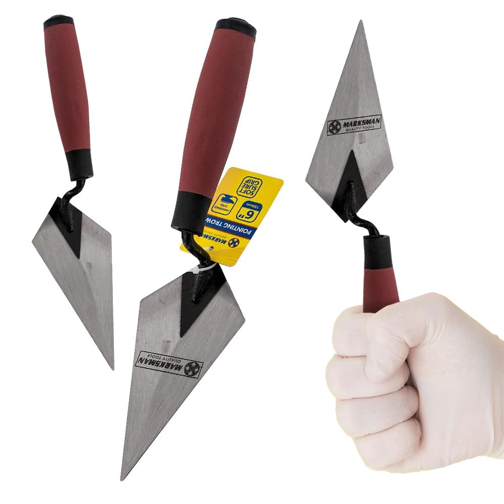 2 X 6" Pointing Trowels - Handle Soft Grip | Brick Jointer, Bricklayer Bricklaying, Brick Work Trowel, 4 Inch Strong & Durable, Long Lasting New