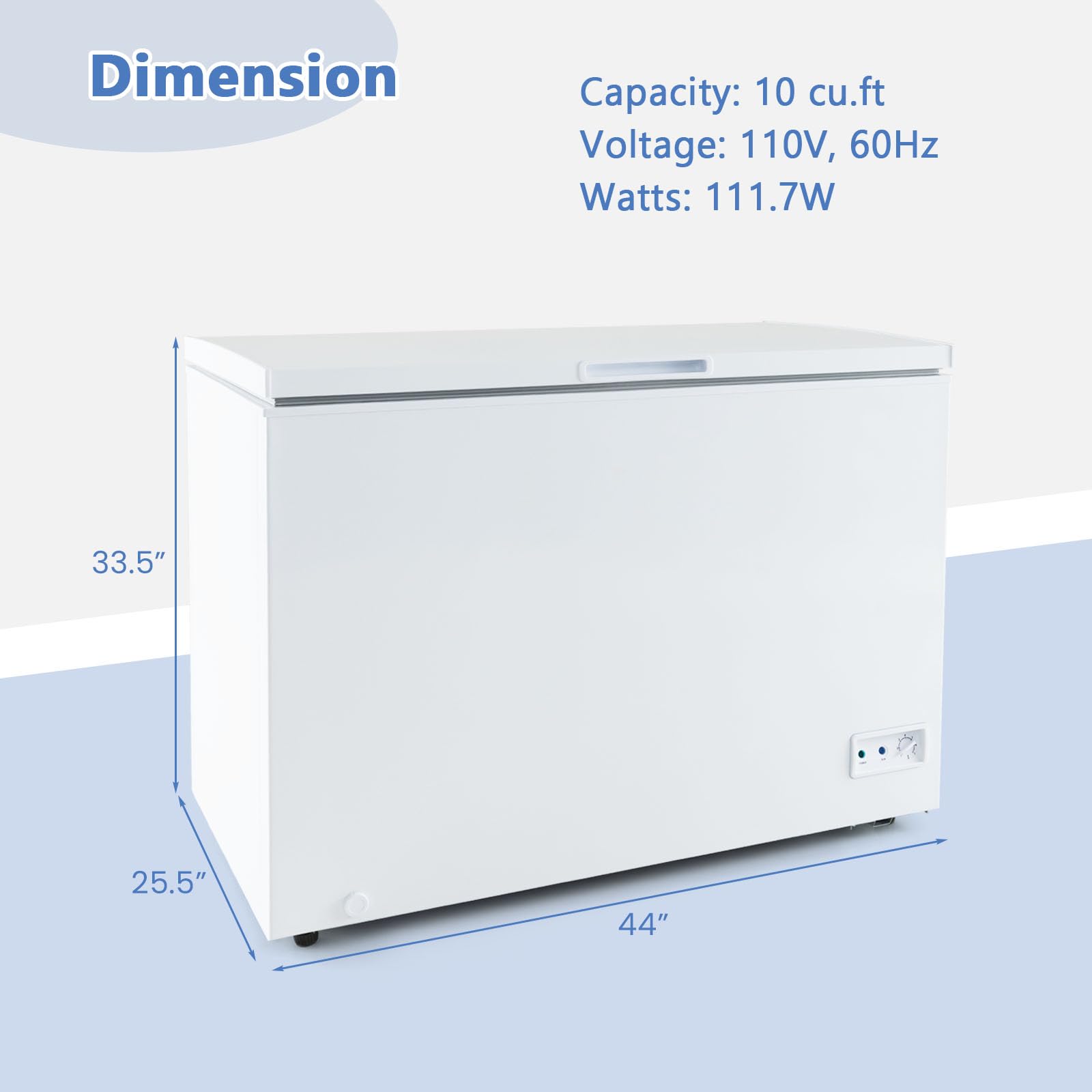 Mat Expert 10 Cu. Ft. Chest Freezer, Compact Deep Free Standing Freezer W/Adjustable Thermostat, Top Open Door & Removable Basket, Reach In Freezer Chest For Home/Kitchen/Office/Garage/Bar on Fridge.com - View 3