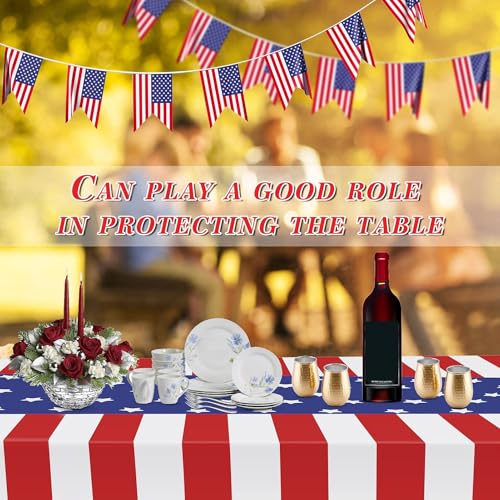image for Childom 3 Pack Patriotic Tablecloth,Disposable Plastic Tablecloth 54