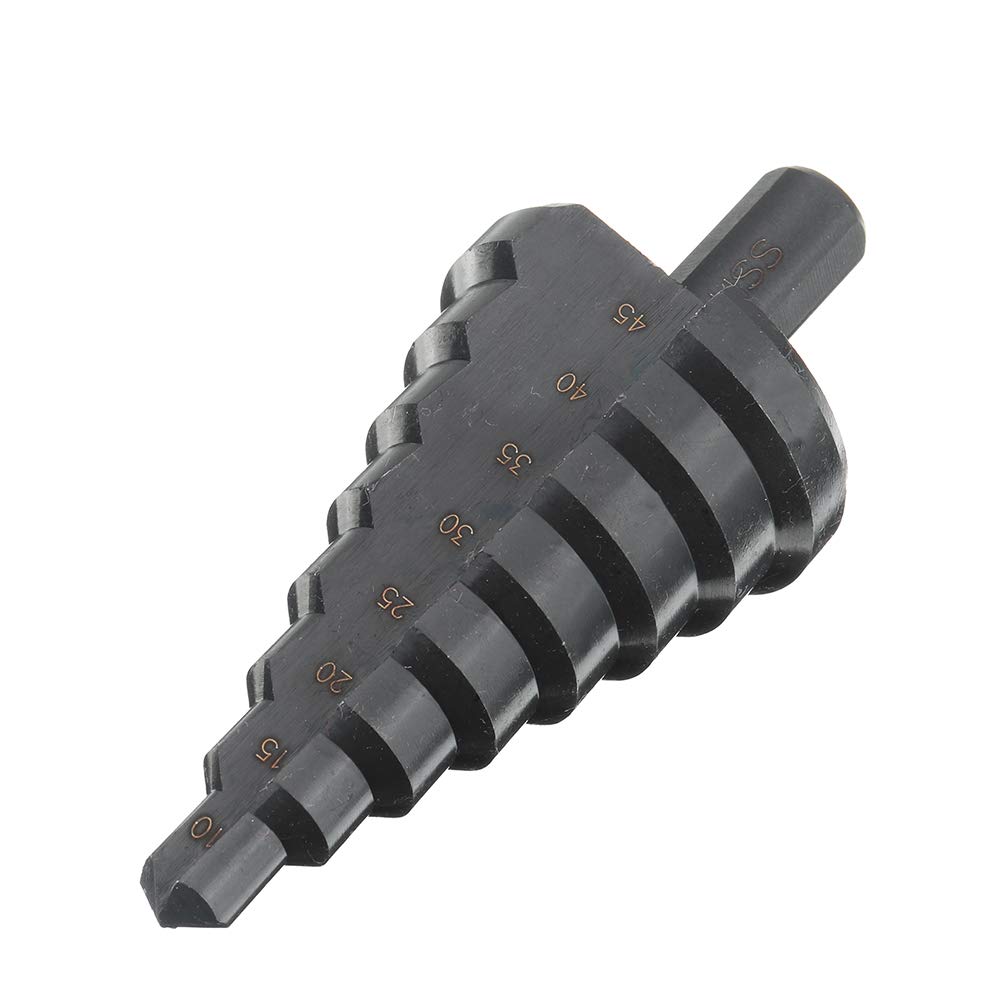 Broca escalonada de 10-45 mm Hss Paso de titanio o nitruro Recubrimiento de cono Broca de taladro - Oro