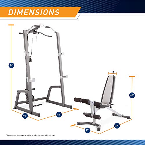 Marcy Pro Deluxe Cage System with Weightlifting Bench All-in-One Home Gym Equipment PM-5108