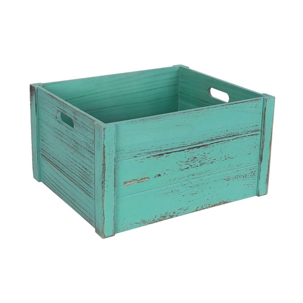 RYUQW3RE Cd Storage Rack Vinyl Record Storage Crate, Retro Vintage Case with Handle, Wooden Album Holder Organizer Box(Green)