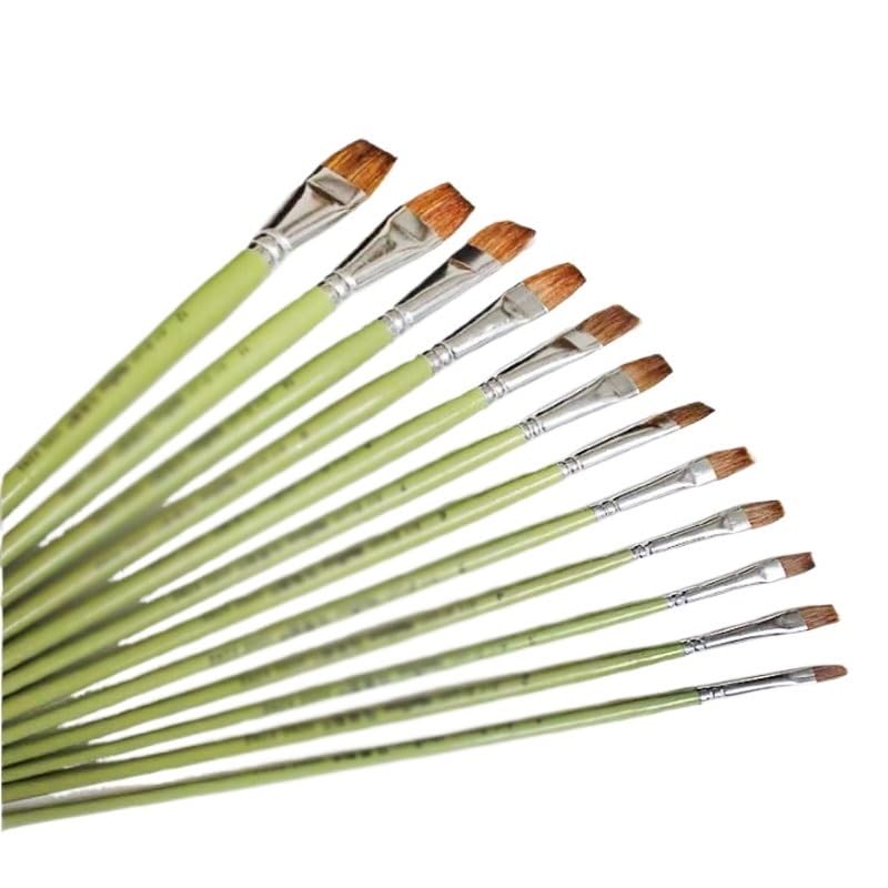 Ensemble De 6 Pinceaux en Nylon Vert pour La Peinture Artistique, Idéal pour Les Artistes Et Les Étudiants.