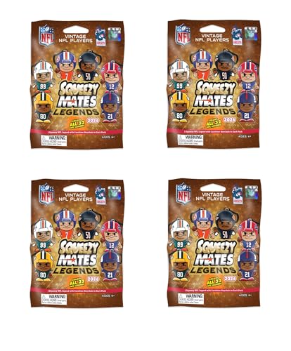 Party Animal 2026 NFL Legends Series 3 Squeezymates Figures, Team Colors, One Size (Squeezymates NFL Legends 2026 4 Blind Pack Lot)