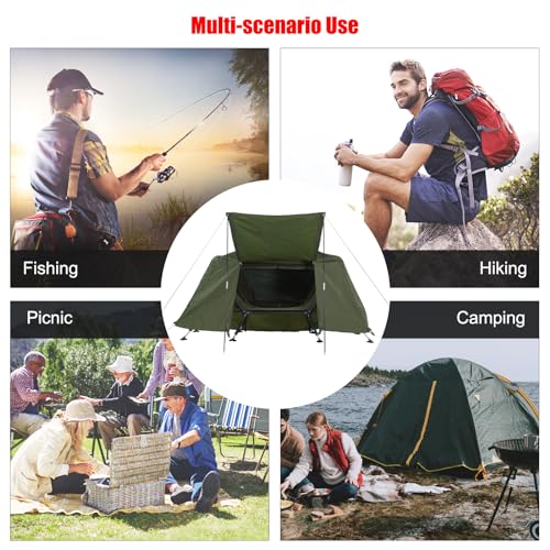 Carpa de camping con catre elevado y toldo 84.6x34.5x49.2 in miniatura 3
