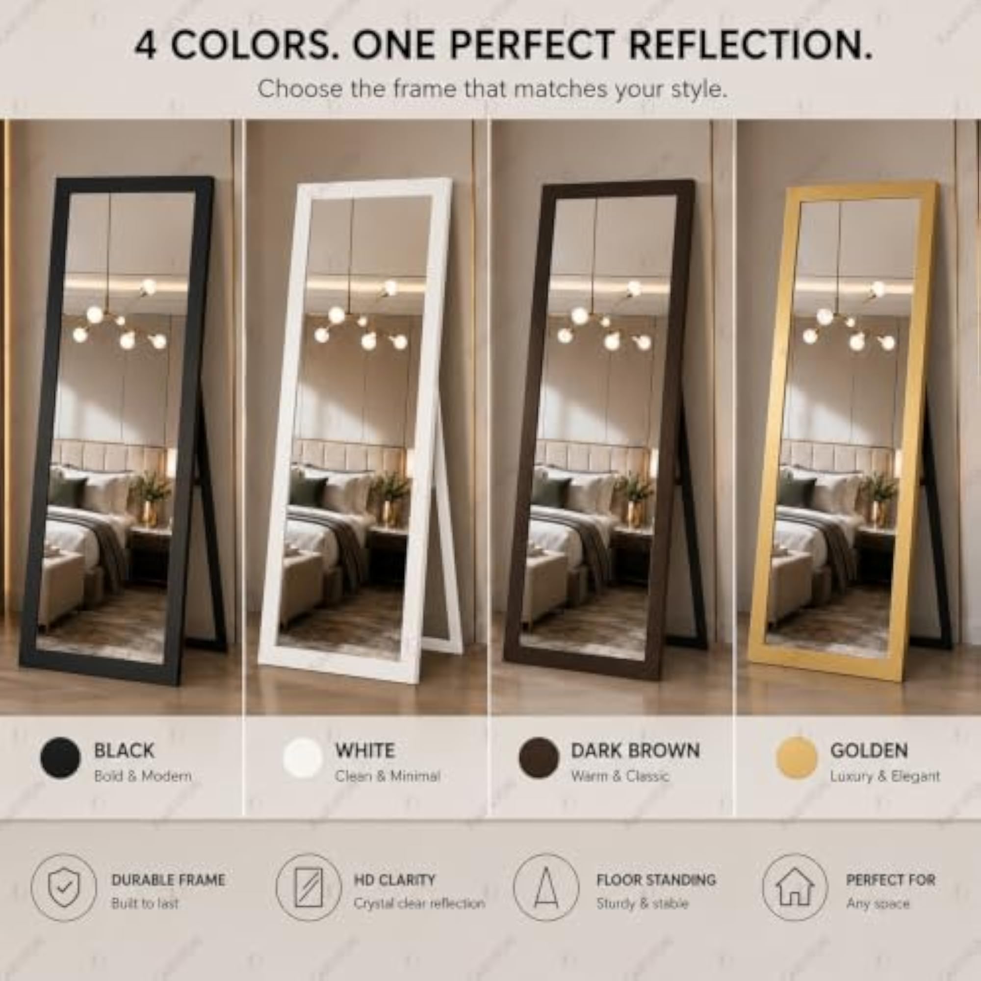 Rectangle White Cheval Full Length Mirror, Floor Standing