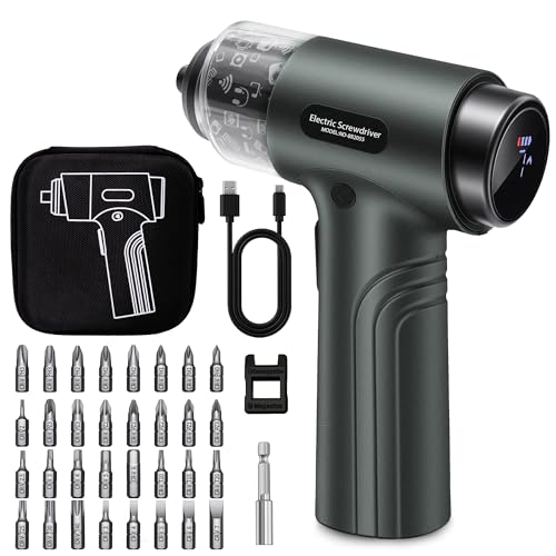 Cordless Electric Screwdriver Set with 7 Torque Settings & Motor Lock Protection, Digital Display, LED Light, 2500mAh Battery, 32 Bits, 1/4’’ Hex Mini Tool Kit for Home & Electronics Repair